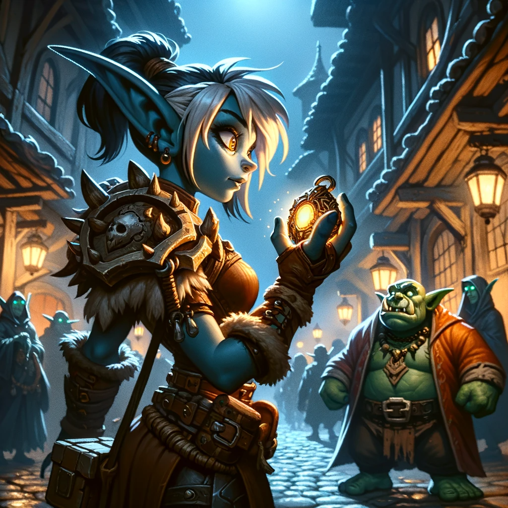 Glowstitch feeling the pulsing rhythm of the amulet against her chest as she walks through the crowded streets of Bilgewater Harbor, finding a strange sense of calm amidst the chaos.